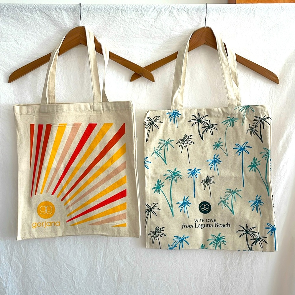 BRAND NEW! 2 Gorjana reusable canvas tote bags Summer Vibes